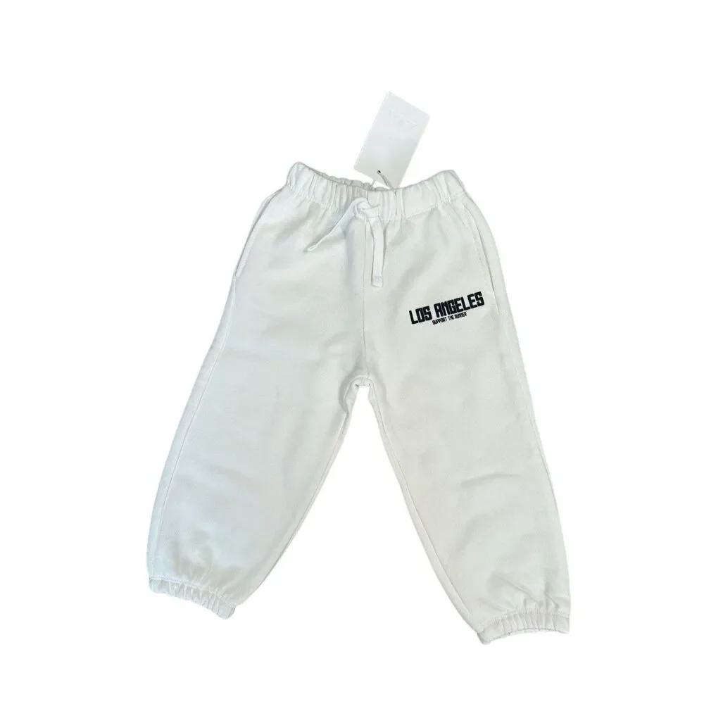 NWT zara baby toddler boy 3 years Raised Text jogger pull on sweatpants white